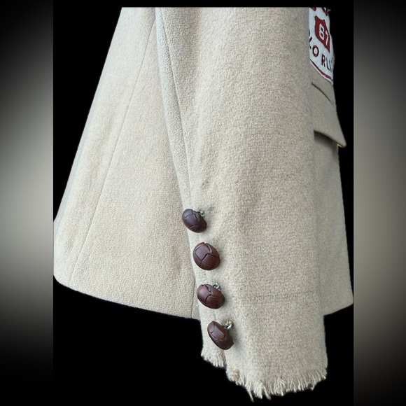 Vintage Lauren Ralph Lauren Angora-Wool Varsity Crest Blazer - Size 8 w/patches - Picture 7 of 16